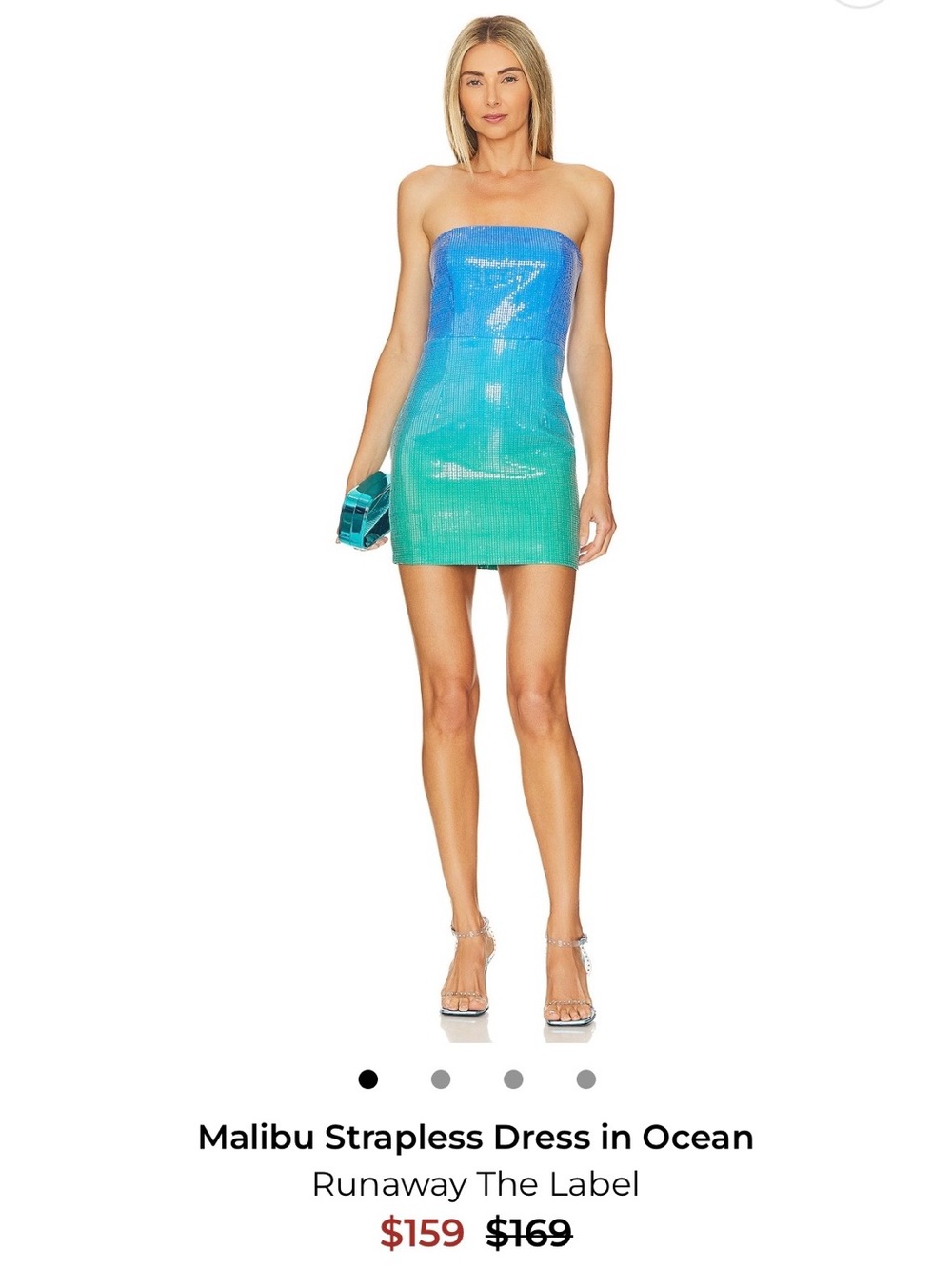 Runaway The Label Malibu Strapless Mini Dress in Ocean